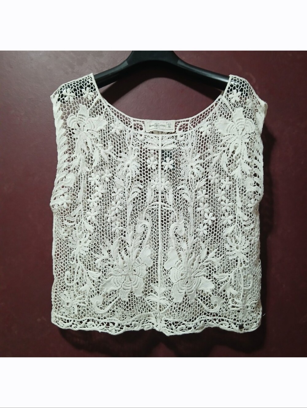 New! Abercrombie & Fitch Size XS/S White Crochet Style Lace Cover Up Top Y2K